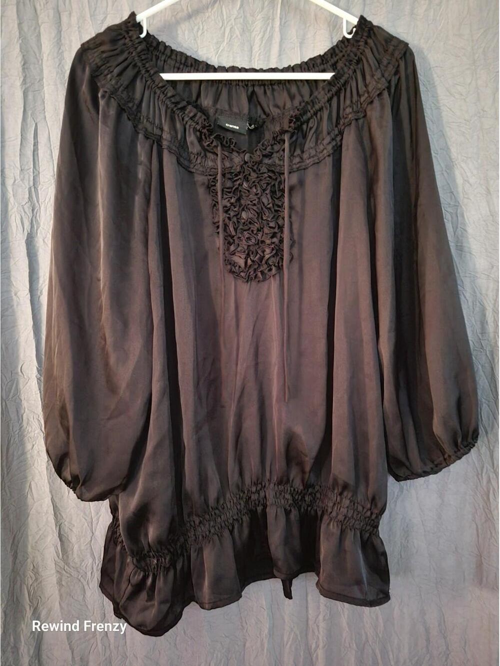 Franca Peasant Blouse Women Med Black Whimsigoth Dark Romantic Vamp Witchy